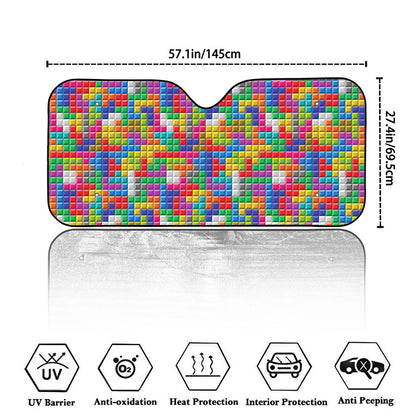 Colorful Brick Puzzle Game Pattern Print Car Windshield Sun Shade