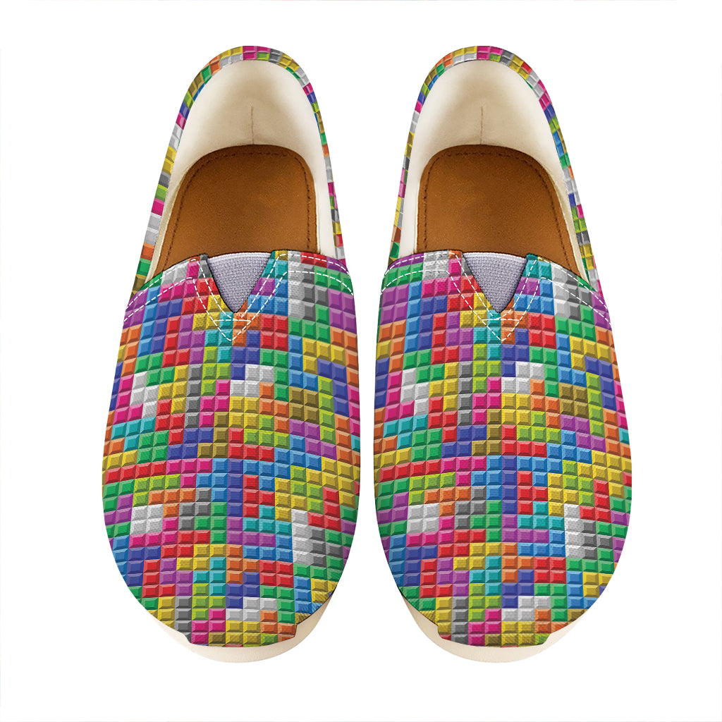 Colorful Brick Puzzle Game Pattern Print Casual Shoes