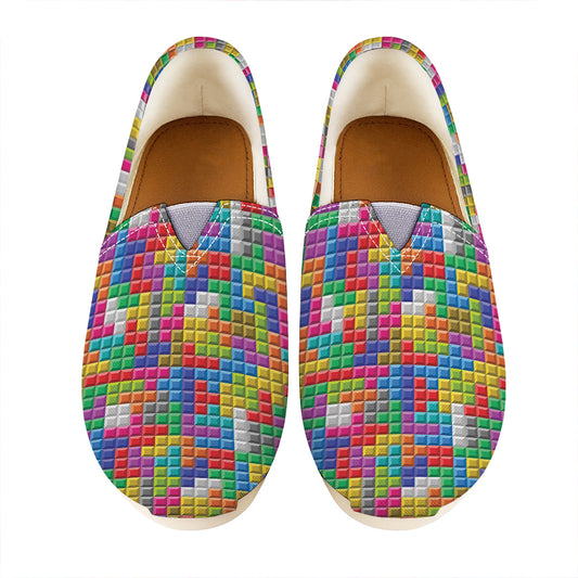 Colorful Brick Puzzle Game Pattern Print Casual Shoes
