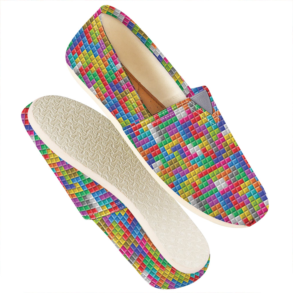 Colorful Brick Puzzle Game Pattern Print Casual Shoes