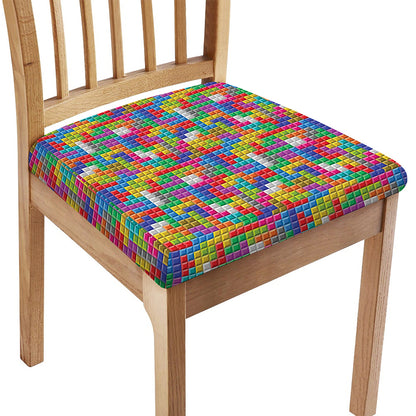 Colorful Brick Puzzle Game Pattern Print Chair Cushion Cover