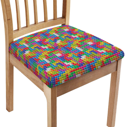 Colorful Brick Puzzle Game Pattern Print Chair Cushion Cover
