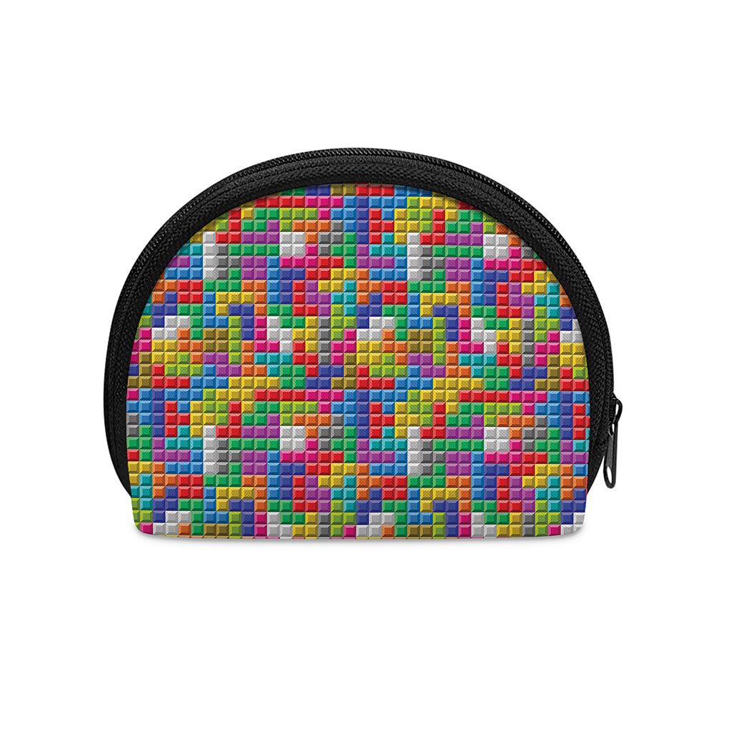 Colorful Brick Puzzle Game Pattern Print Coin Purse