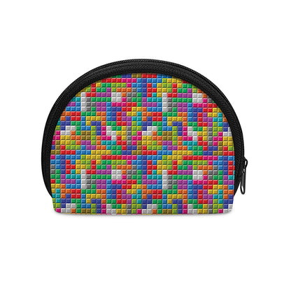 Colorful Brick Puzzle Game Pattern Print Coin Purse