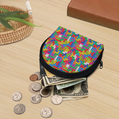 Colorful Brick Puzzle Game Pattern Print Coin Purse