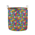 Colorful Brick Puzzle Game Pattern Print Collapsible Laundry Basket