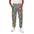 Colorful Brick Puzzle Game Pattern Print Cotton Sweatpants