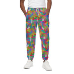 Colorful Brick Puzzle Game Pattern Print Cotton Pants