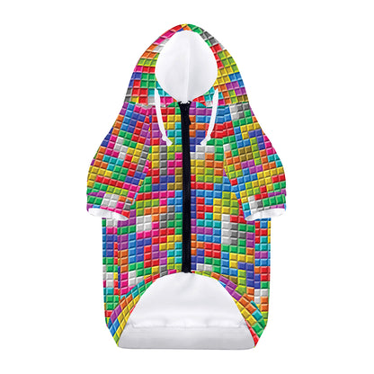 Colorful Brick Puzzle Game Pattern Print Dog Zip Up Hoodie
