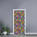 Colorful Brick Puzzle Game Pattern Print Door Sticker