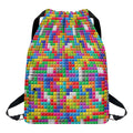 Colorful Brick Puzzle Game Pattern Print Drawstring Backpack