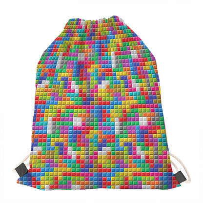 Colorful Brick Puzzle Game Pattern Print Drawstring Bag