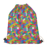 Colorful Brick Puzzle Game Pattern Print Drawstring Bag