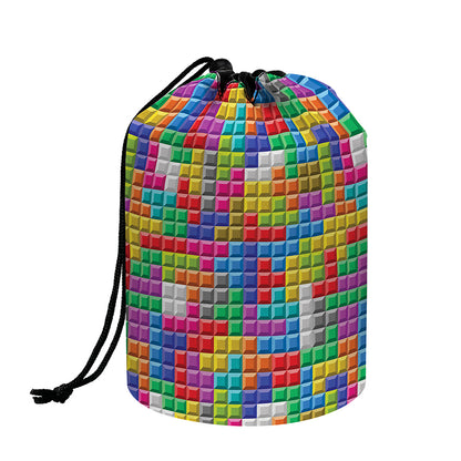 Colorful Brick Puzzle Game Pattern Print Drawstring Makeup Bag
