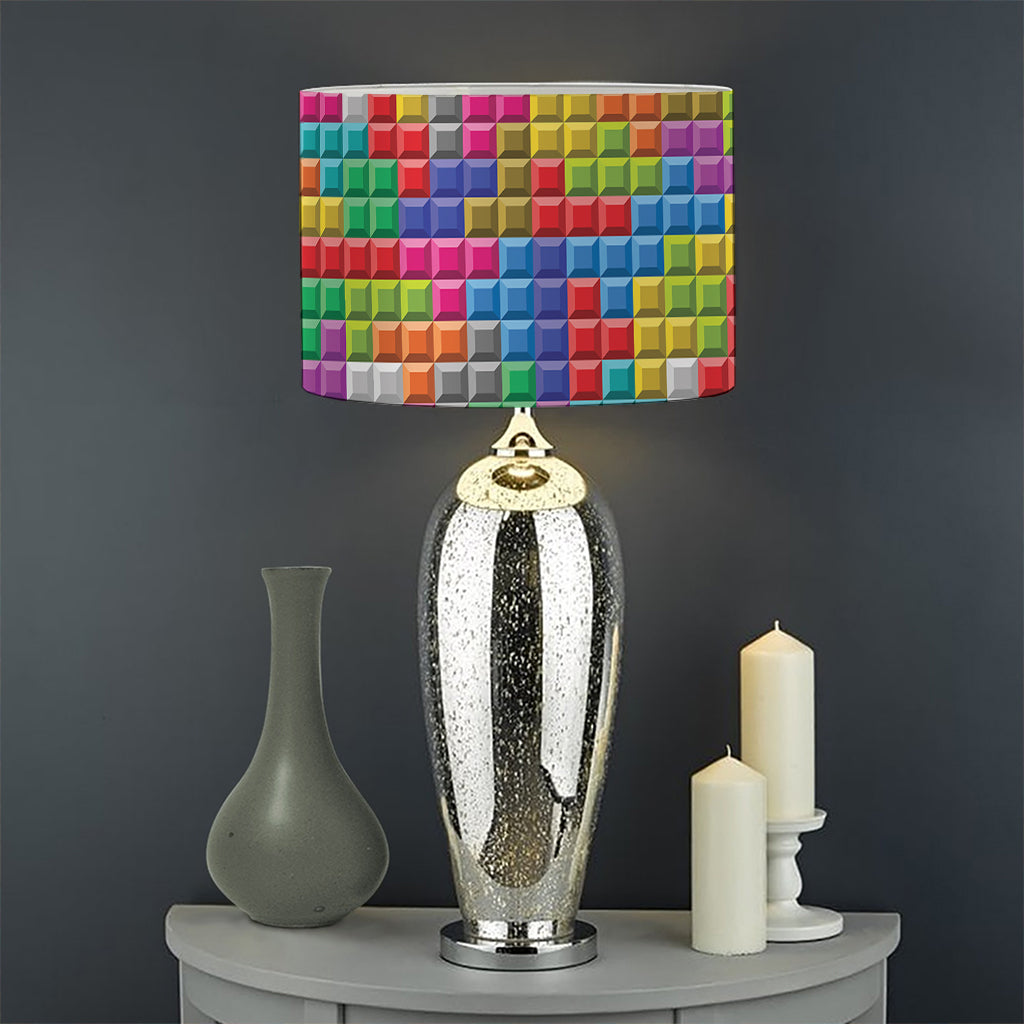 Colorful Brick Puzzle Game Pattern Print Drum Lamp Shade