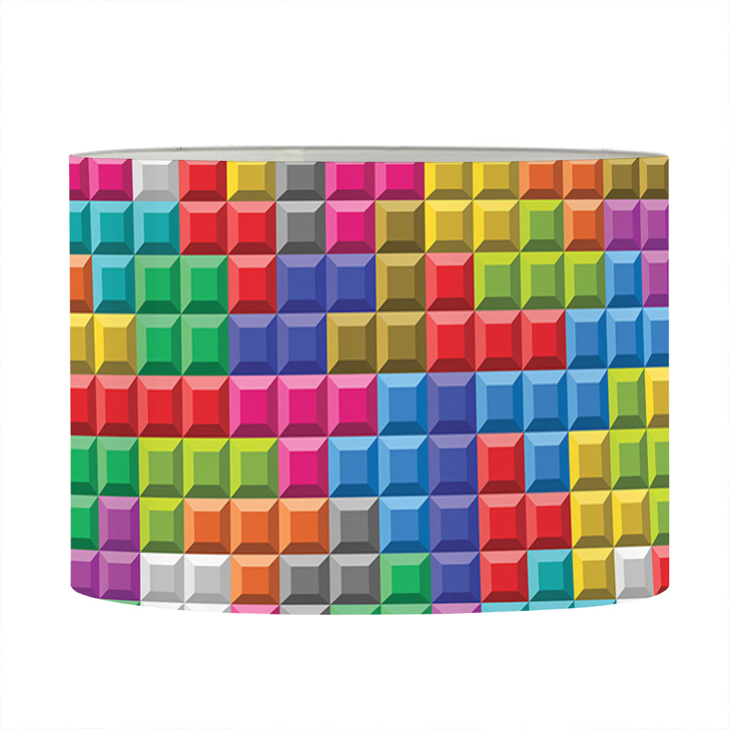 Colorful Brick Puzzle Game Pattern Print Drum Lamp Shade