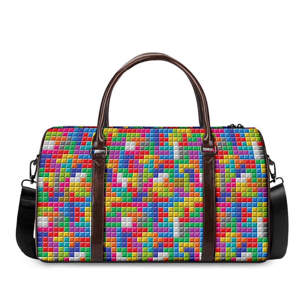 Colorful Brick Puzzle Game Pattern Print Duffle Bag