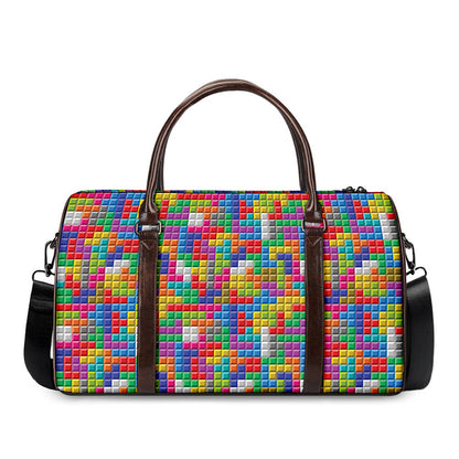 Colorful Brick Puzzle Game Pattern Print Duffle Bag