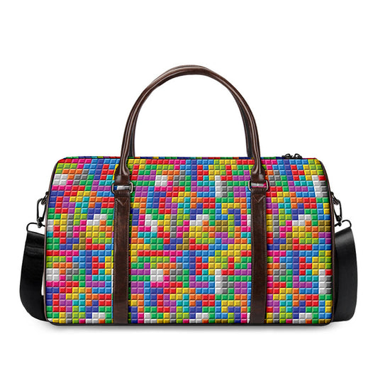 Colorful Brick Puzzle Game Pattern Print Duffle Bag
