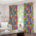 Colorful Brick Puzzle Game Pattern Print Extra Wide Grommet Curtains