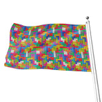 Colorful Brick Puzzle Game Pattern Print Flag