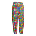 Colorful Brick Puzzle Game Pattern Print Fleece Lined Knit Pants