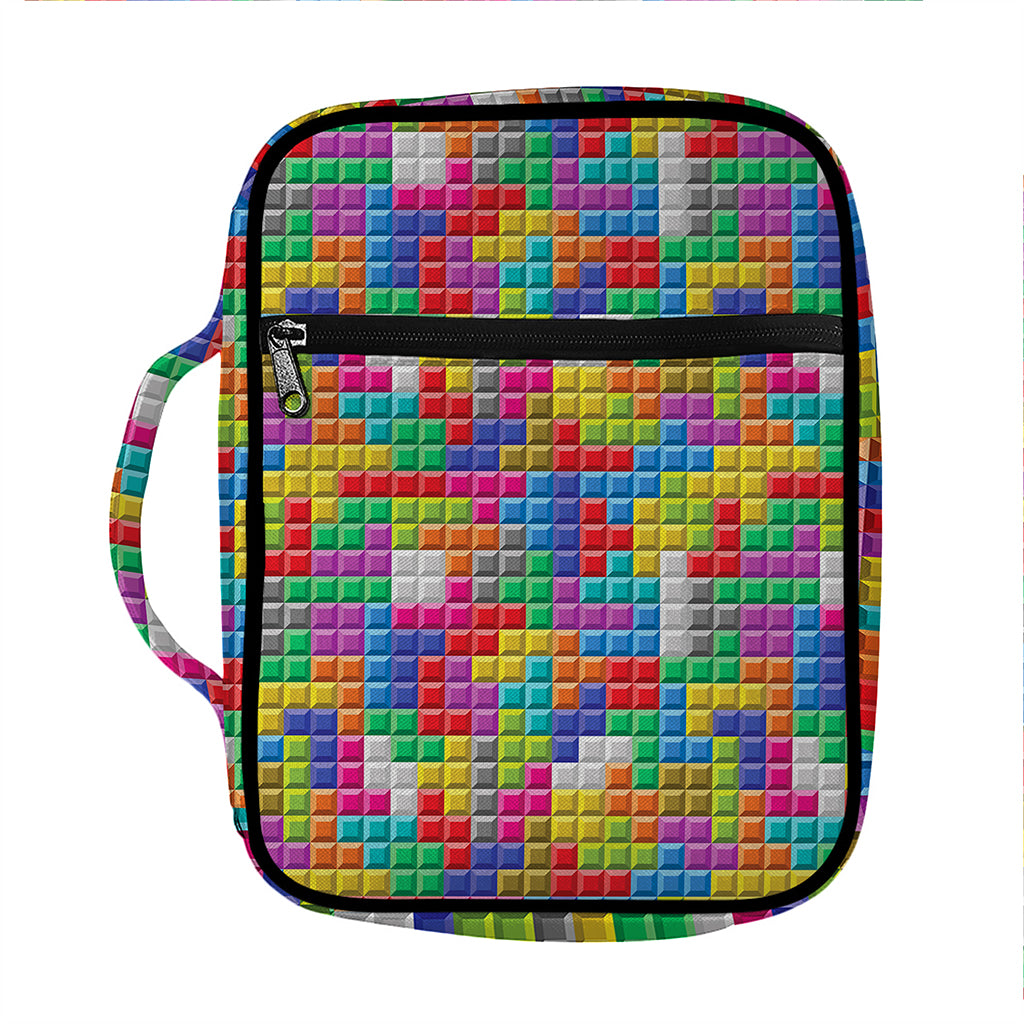 Colorful Brick Puzzle Game Pattern Print Front Pocket Bible Bag