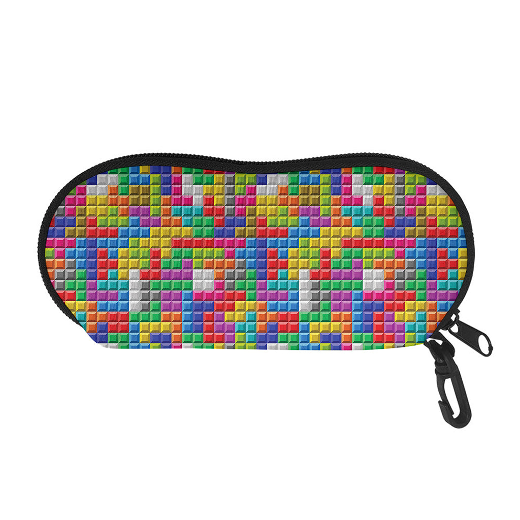 Colorful Brick Puzzle Game Pattern Print Glasses Case
