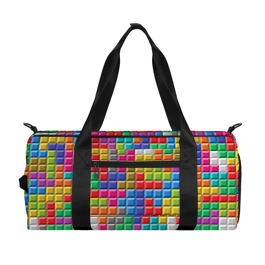 Colorful Brick Puzzle Game Pattern Print Gym Bag