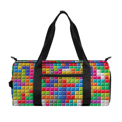 Colorful Brick Puzzle Game Pattern Print Gym Bag