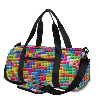 Colorful Brick Puzzle Game Pattern Print Gym Bag