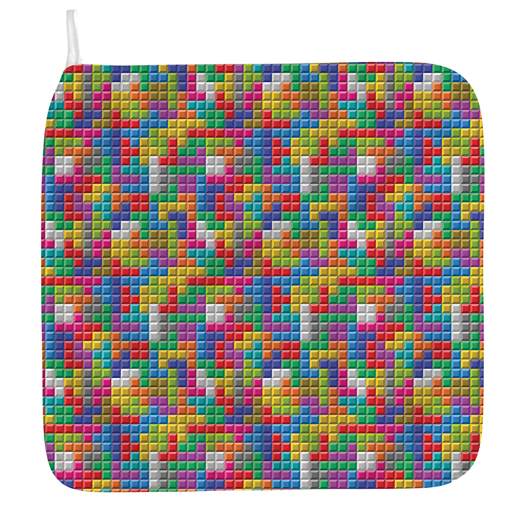 Colorful Brick Puzzle Game Pattern Print Hand Towel