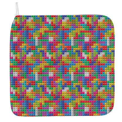 Colorful Brick Puzzle Game Pattern Print Hand Towel