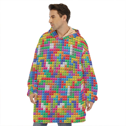 Colorful Brick Puzzle Game Pattern Print Hoodie Blanket