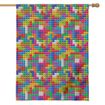 Colorful Brick Puzzle Game Pattern Print House Flag