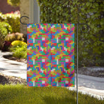 Colorful Brick Puzzle Game Pattern Print House Flag