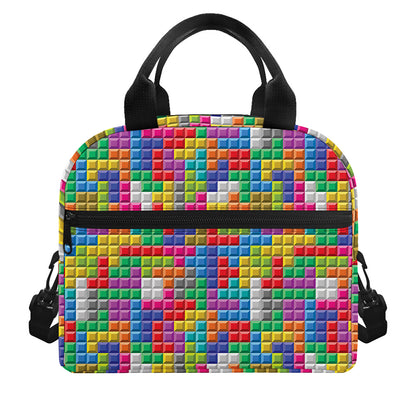 Colorful Brick Puzzle Game Pattern Print Insulated Lunch Bag