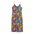 Colorful Brick Puzzle Game Pattern Print Jersey Midi Cami Dress
