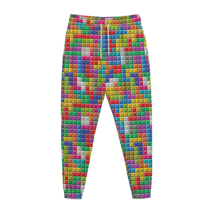 Colorful Brick Puzzle Game Pattern Print Jogger Pants