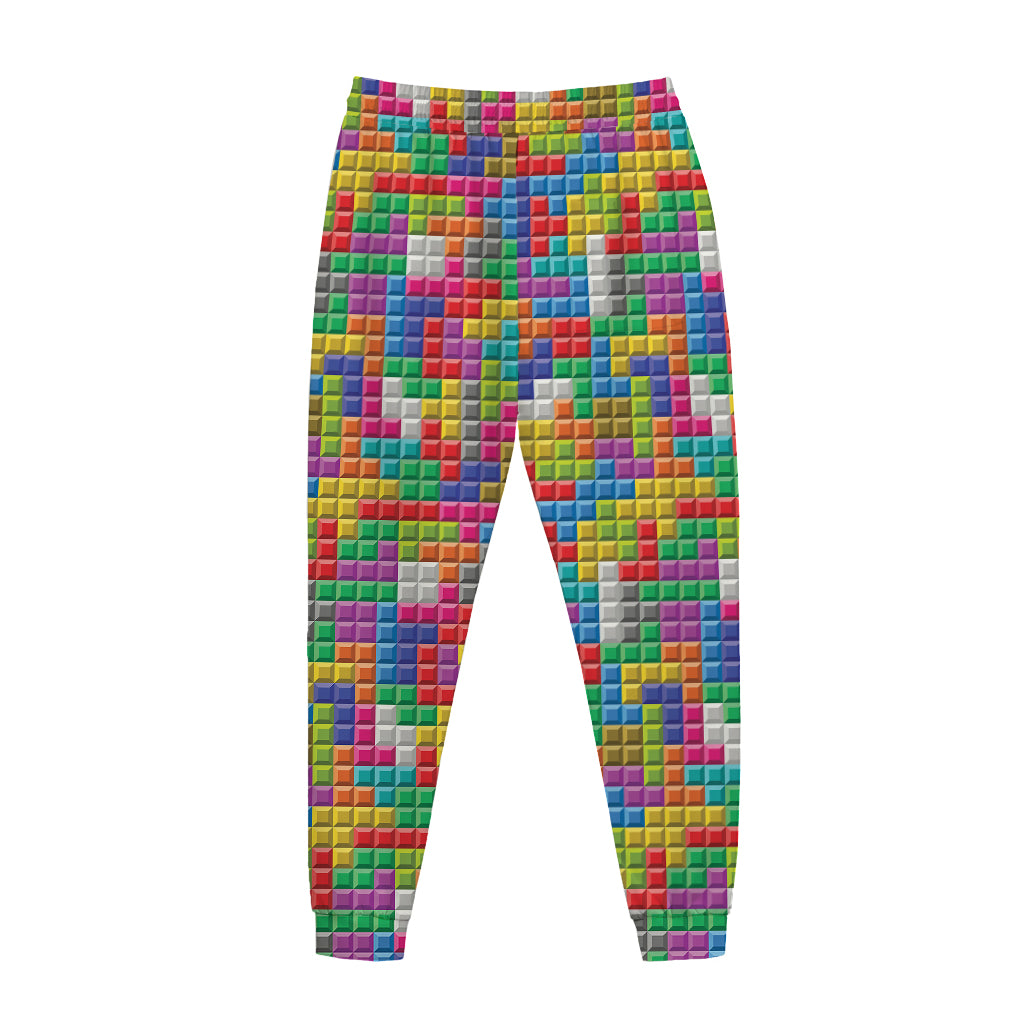 Colorful Brick Puzzle Game Pattern Print Jogger Pants