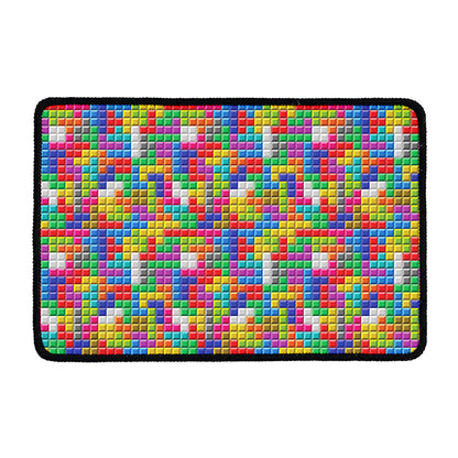 Colorful Brick Puzzle Game Pattern Print Kitchen Mat