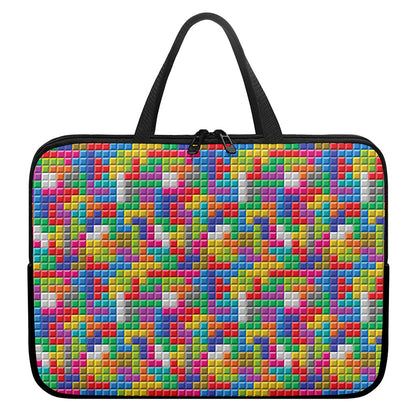 Colorful Brick Puzzle Game Pattern Print Laptop Sleeve With Handle