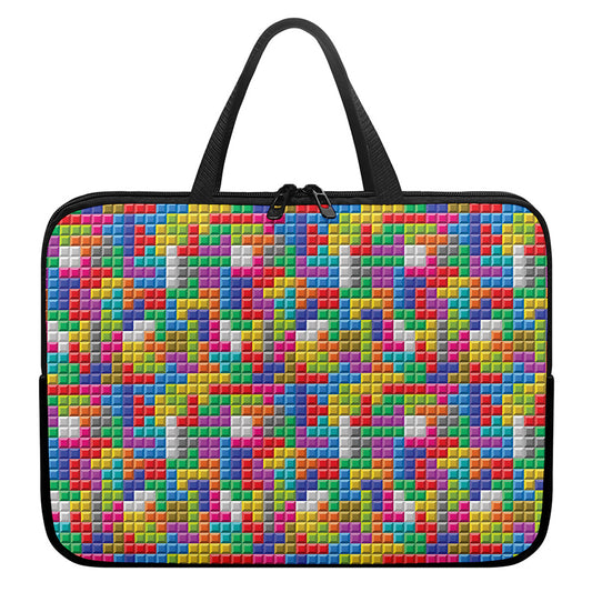 Colorful Brick Puzzle Game Pattern Print Laptop Sleeve With Handle