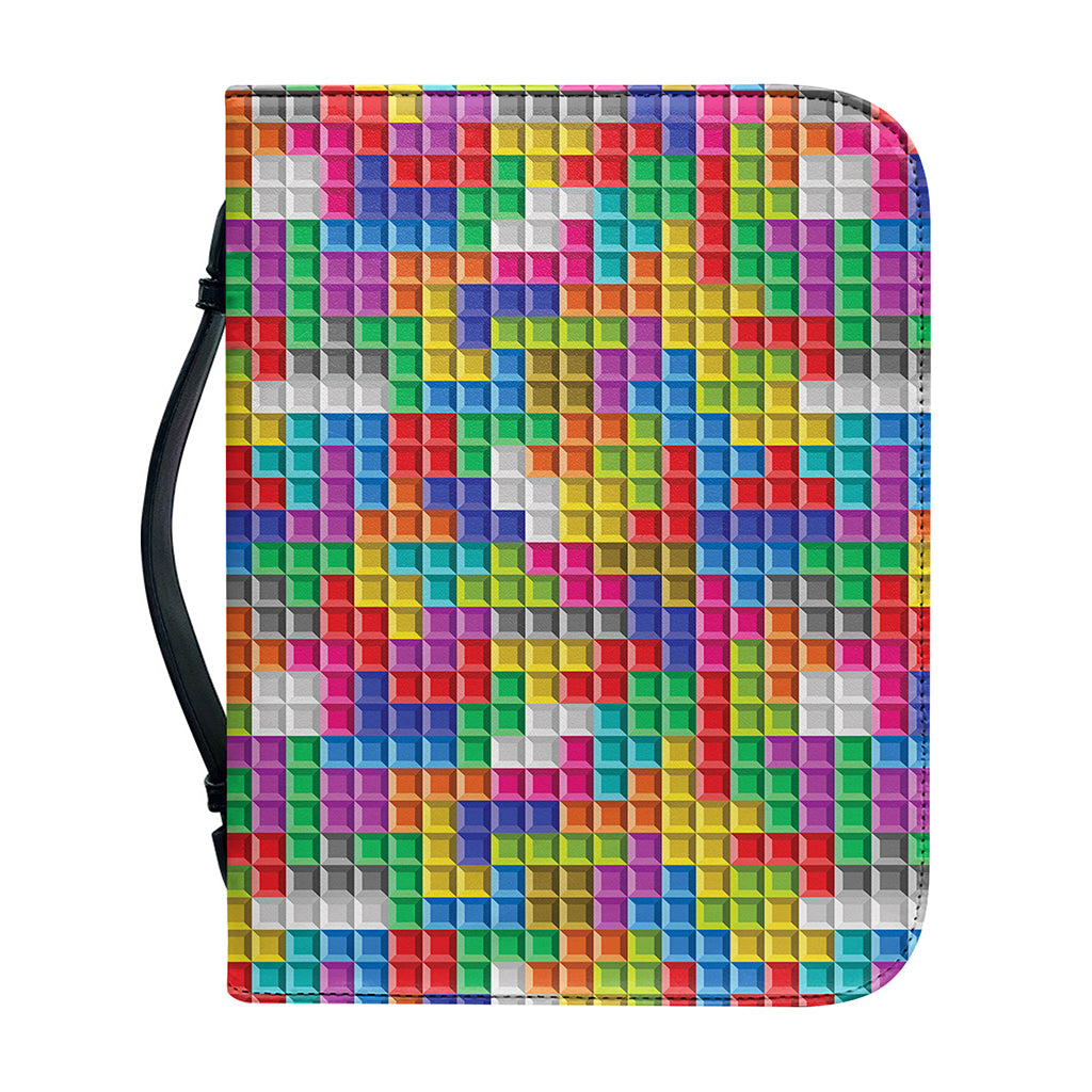 Colorful Brick Puzzle Game Pattern Print Leather Bible Cover