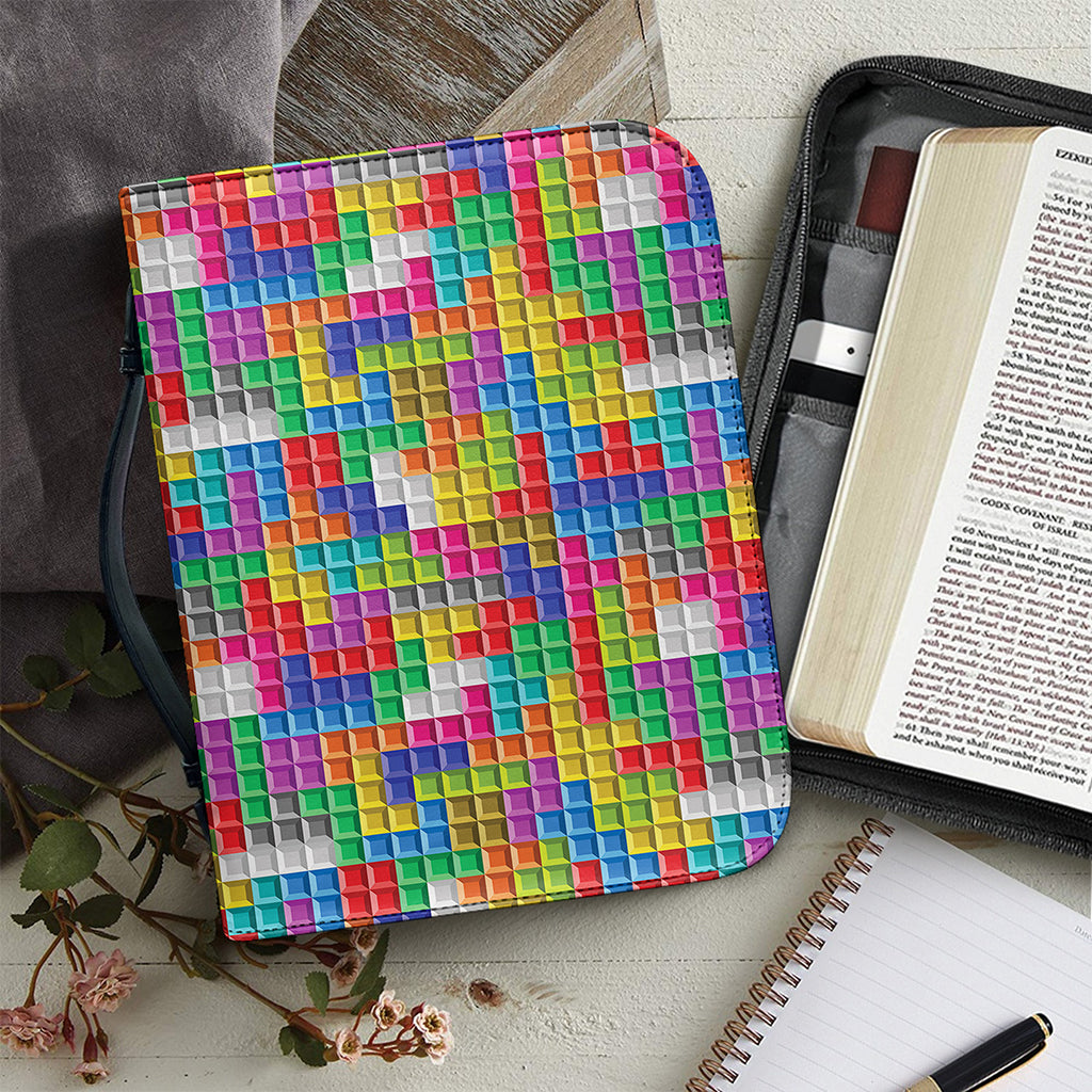 Colorful Brick Puzzle Game Pattern Print Leather Bible Cover