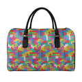 Colorful Brick Puzzle Game Pattern Print Leather Duffel Bag