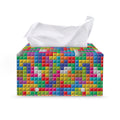 Colorful Brick Puzzle Game Pattern Print Leather Tissue Box Cover