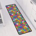 Colorful Brick Puzzle Game Pattern Print Long Kitchen Mat