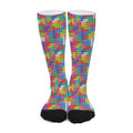 Colorful Brick Puzzle Game Pattern Print Long Socks