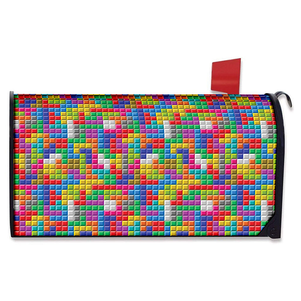 Colorful Brick Puzzle Game Pattern Print Mailbox Cover